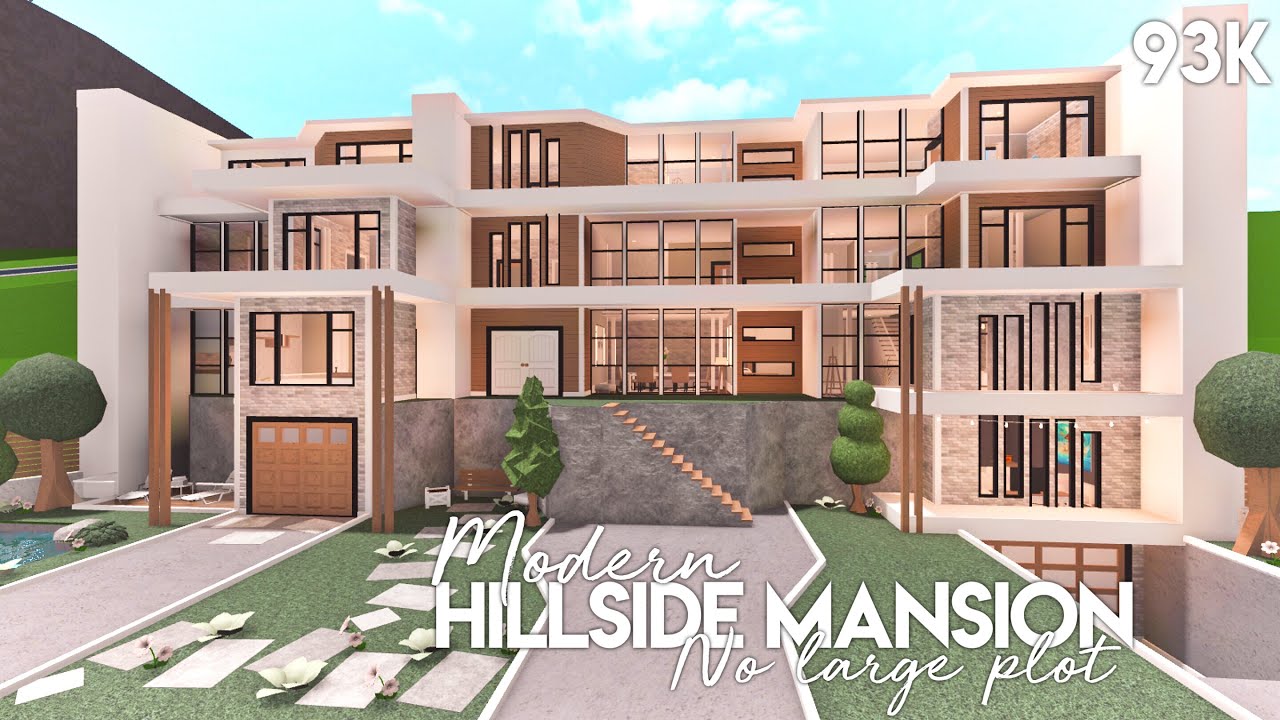 Hillside Modern Mansion - no large plot | Bloxburg Build + MERCH - YouTube