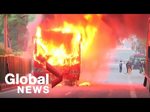 Protests over India citizenship law leave buses, cars torched