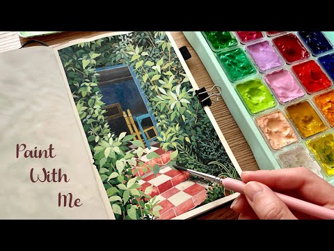 Painting Cute Cottage With Jelly Gouache  Paint With Me 