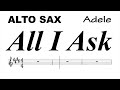All i ask adele easy version alto sax sheet music backing track play along partitura