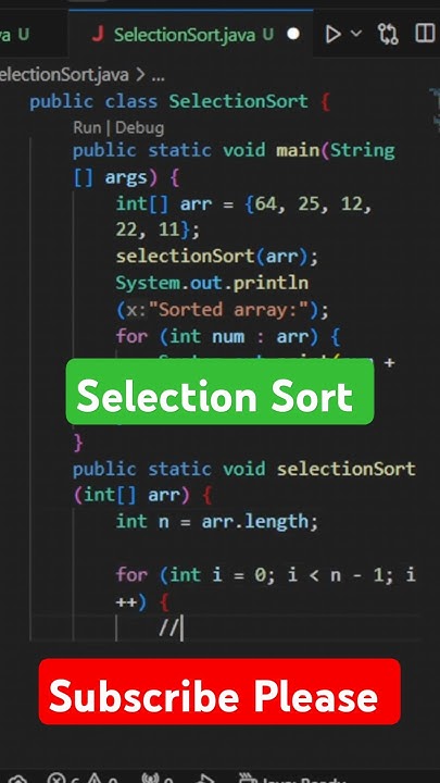 Selection Sort Algorithm in Java: Step-by-Step Tutorial #coding #shorts ...