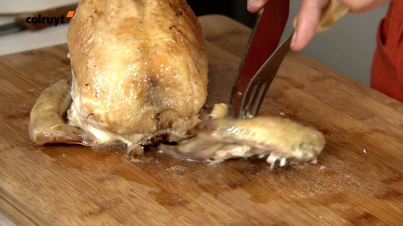 Gebraden kip versnijden - Colruyt - YouTube