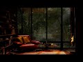 Escape The World In This Cozy Autumn Reading Nook With Fireplace | Fire and Rain Sounds | 4K | 8 Hrs