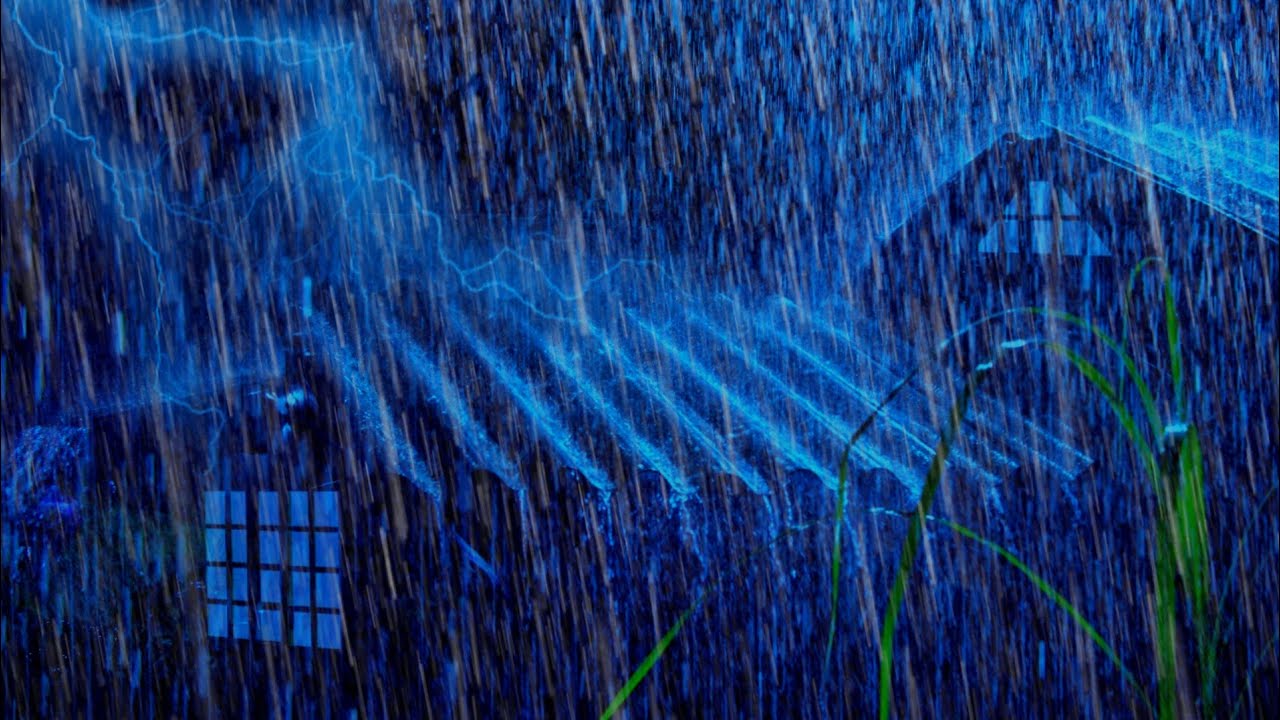 Heavy Rain & Roaring Thunder on a Tin Roof | Night Storm Ambience for Falling Asleep Faster