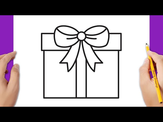 How to draw a gift box  Easy drawings 