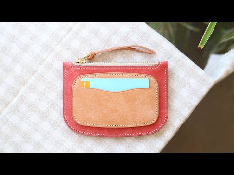 [가죽공예] 지퍼 카드지갑 / Making zipper card holder / free pattern