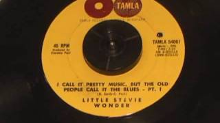 I Call It Pretty Music... Little Stevie Wonder Parts 1 &2
The debut single on Stevie Wonder, (then 12 years old and known as Little Stevie Wonder)in 1962 was this song with the second longest title for a Motown song. ( The Supremes had the longest with A Breath Taking Guy). This record was released in a rather unique Part 1 and 2 configuration. That was done again in 1963 with Fingertips Pt. 2 THE RECORD: Released in 1962 on Tamla 54061. Some copies have a picture sleeve. I Call It Pretty Music... Little Stevie Wonder Parts 1 &2