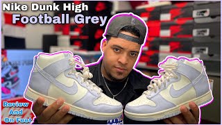 dunk high football grey on feet