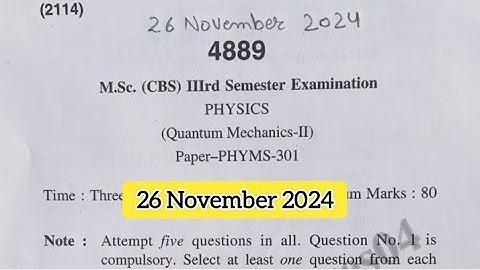 Quantum Mechanics-II question paper|M.Sc 3 sem previous year question paper Quantum Mechanics-II