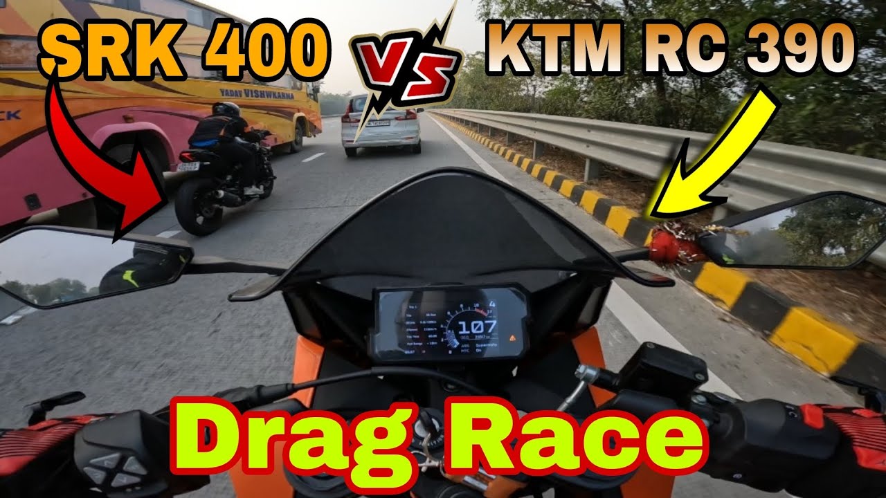2023 rc 390 vs SRK 400 Drag race ☝️ ️ Single cylinder vs Twin