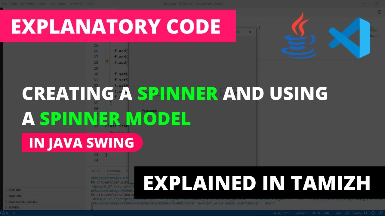 Creating a Spinner and using a Spinner Model | Java Swing | Tamil ...