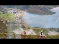 Wingsuit Base Jumping from the cliff of the Norwegian fjord