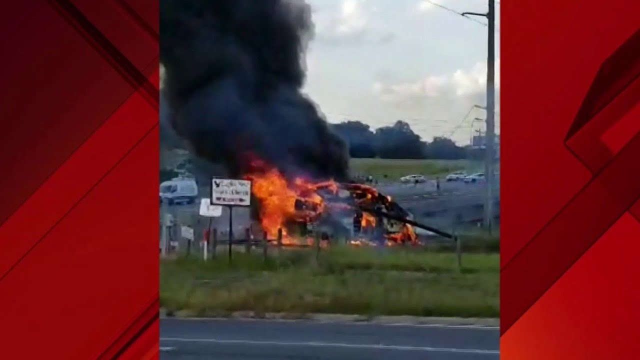 newspaper mockup Vehicle catches fire after hitting power line in Lady Lake, witness says