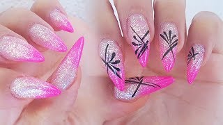 Pink Sparkly Nail Art Design