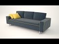 Sofa modeling timelaps. 3DsMax + Marvelous designer + Zbrush