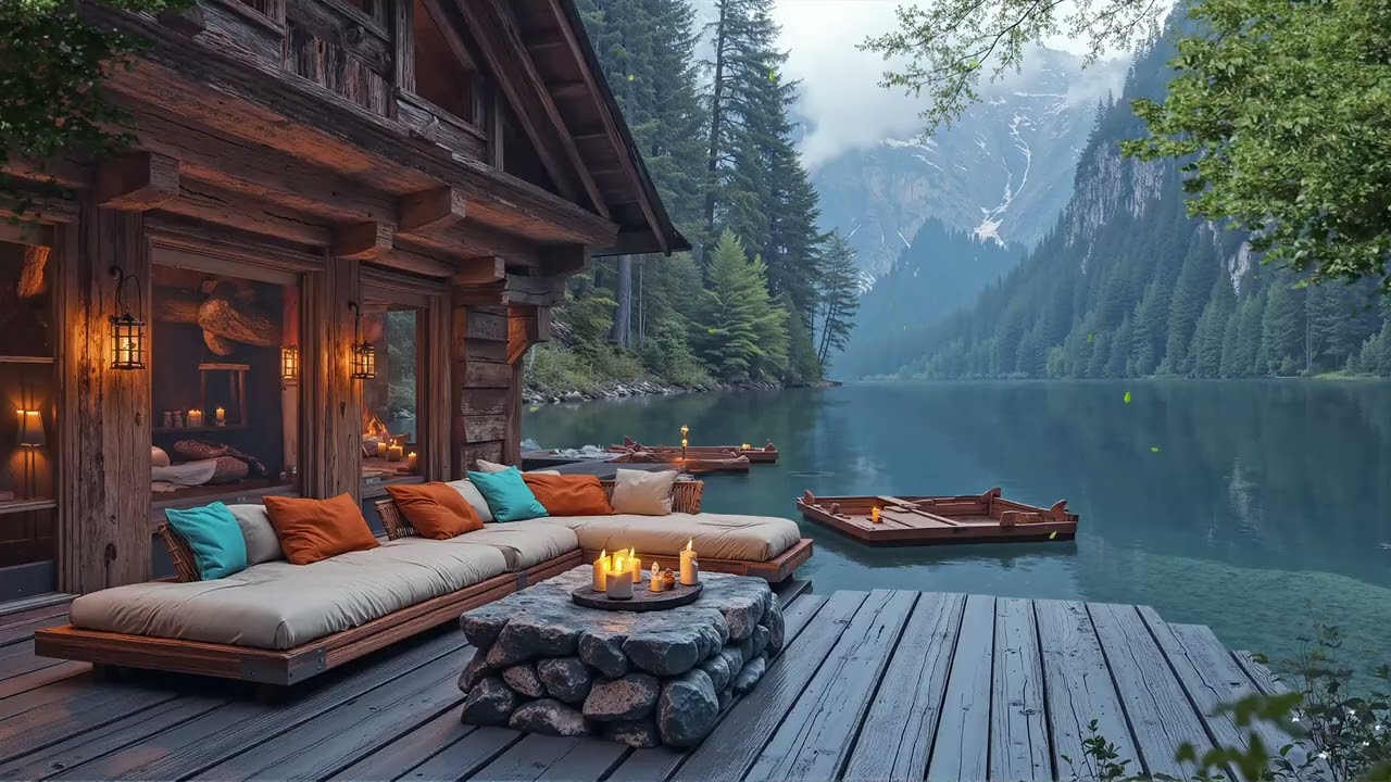 Smooth Jazz by the Lake ☕ Relaxing Evening Jazz Music for Stress Relief & Cozy Vibes