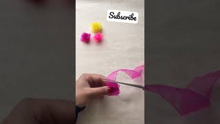 Ribbon Flower making without glue/stitching | Easy DIY | Rose flower making with Ribbon #shorts