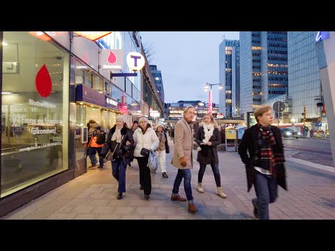 Sweden, Stockholm Evening Walk In The City (4K, 60fps)