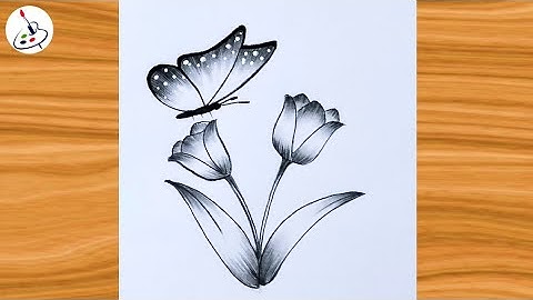 How to draw a Butterfly on Flower Easy||Simple Pencil Sketch||Easy Drawing ideas for Beginners