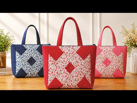 Patchwork Tote Bag with Zipper | Simple Sewing Project - YouTube