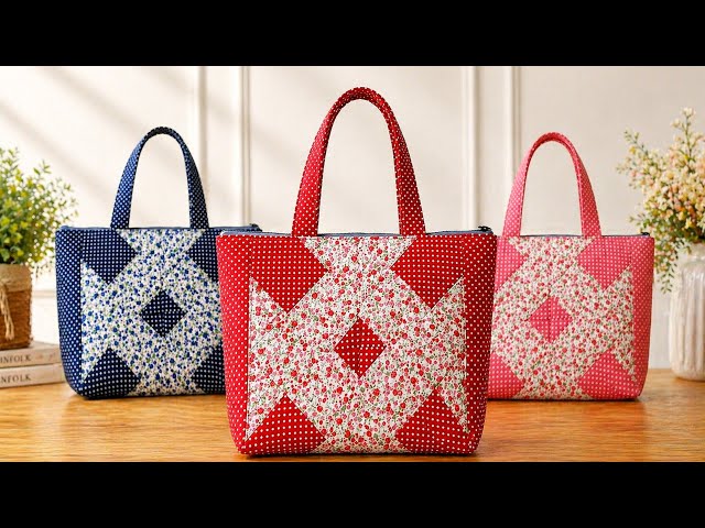 Patchwork Tote Bag with Zipper | Simple Sewing Project - YouTube