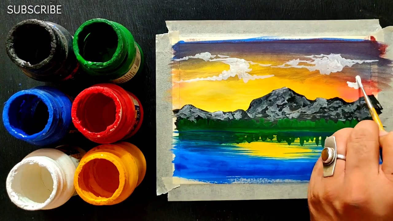 Poster Colours Painting Ideas for Beginners, Step by Step Painting