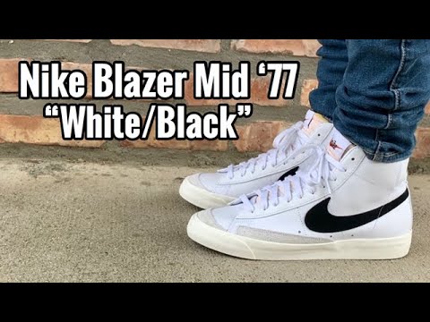 Nike Blazer Mid 77 Vintage “White Black” on Feet - YouTube