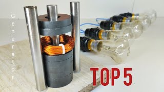 Amazing Top 5 Free Electricity Generator 220V With Magnet Using Coper Wire Top 5 Free Energy