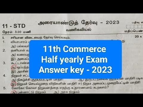 11th Commerce half yearly Exam answer key 2023
