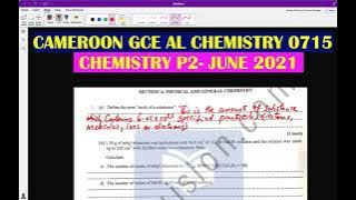 CAMEROON GCE AL CHEMISTRY PAPER 2 2021