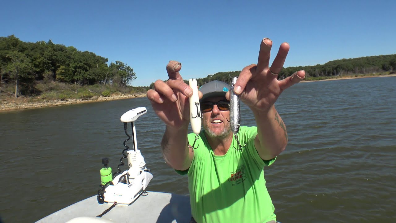 Lake Texoma Fall Striper with Big Flutter Spoons-Guided Fishing Lake Texoma  with Striper Express 