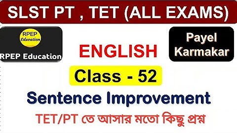 Sentence Improvement | Primary Tet English Classes | SLST PT | WBTET 2022 | Primary Tet Preparations