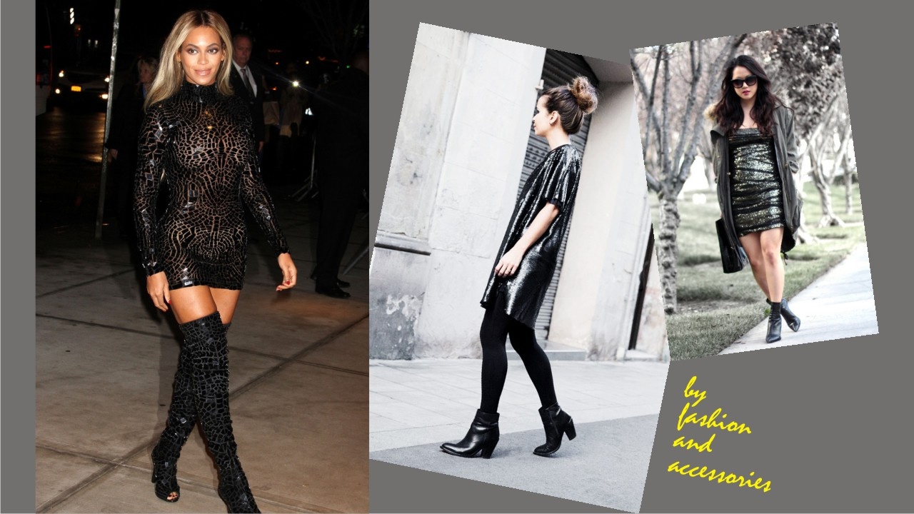 Black Sequin Dress With Boots - YouTube