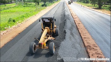 Amazing Driver Skill With Motor Grader Cutting Slope And Grading Building Foundation Road