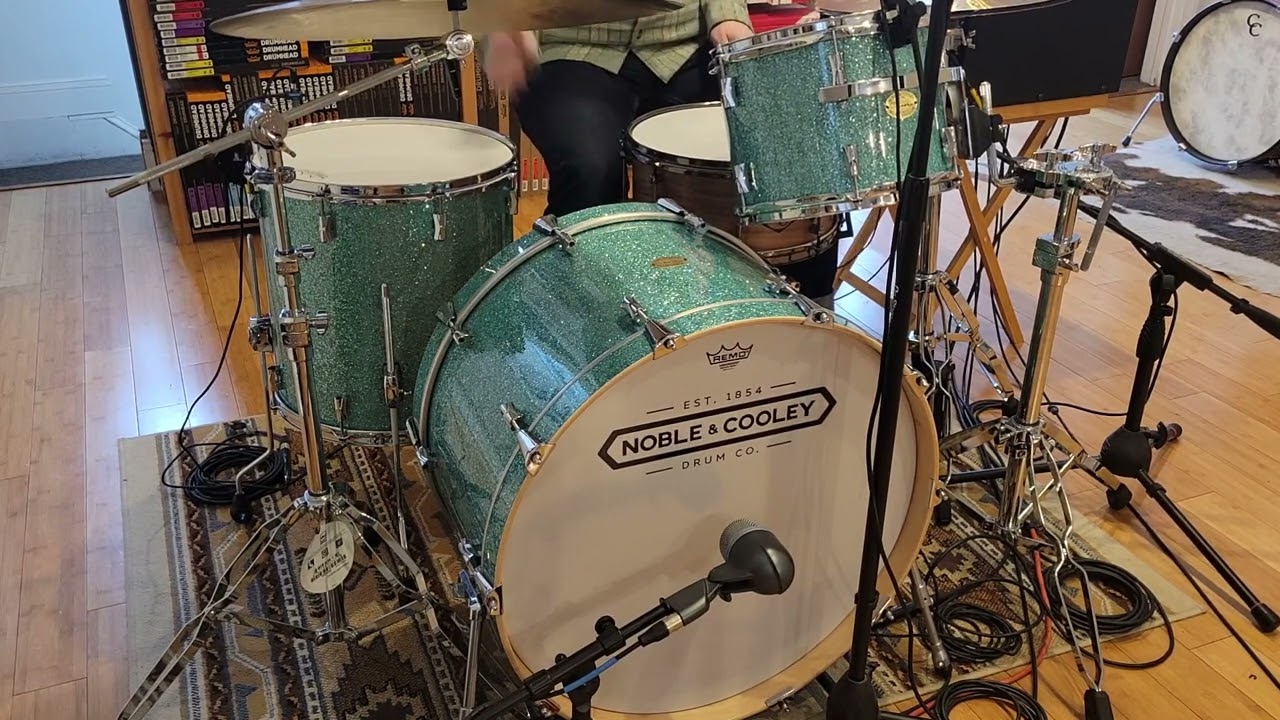 (SOLD) Drum Kits - Noble & Cooley 14x24 9x12 16x16 "Refurbished" CD Maple (Turquoise Glass Glitter)
