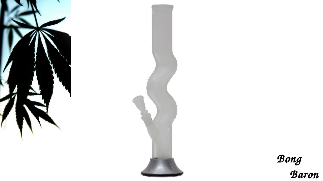 Clear and Frosted Glass Zig Zag Bong with LED