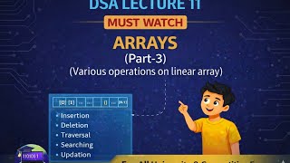 🔥 DSA Lecture 11| Arrays Part 3 | Operations on Linear Array (Insertion, Deletion, Traversal)  
