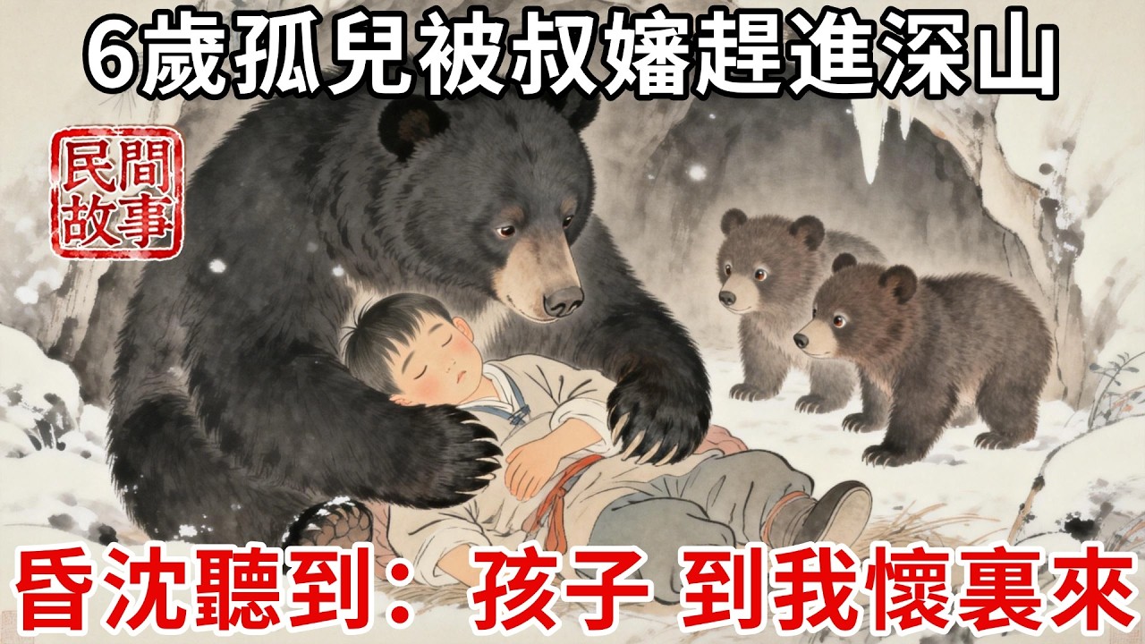 6歲孤兒被叔嬸趕進深山，衣著單薄住進雪洞，被凍病後昏沈中聽到：孩子，到我懷裏來，睜眼一看，竟是一頭帶崽黑熊！#民間故事 #傳統文化 #原創虛構 #華語有聲書 #槐樹下聽書