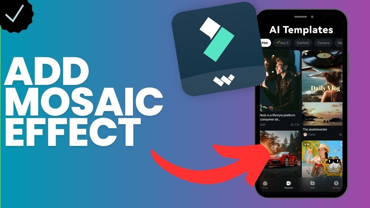 How to add a mosaic effect to a picture layer in Filmora?