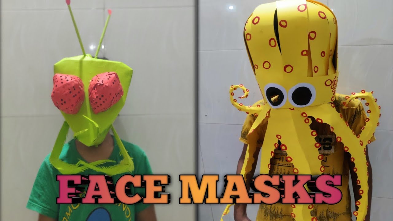 Octopus face mask and Grasshopper face mask made with paper.Project Time-lapse | Precision Crafts