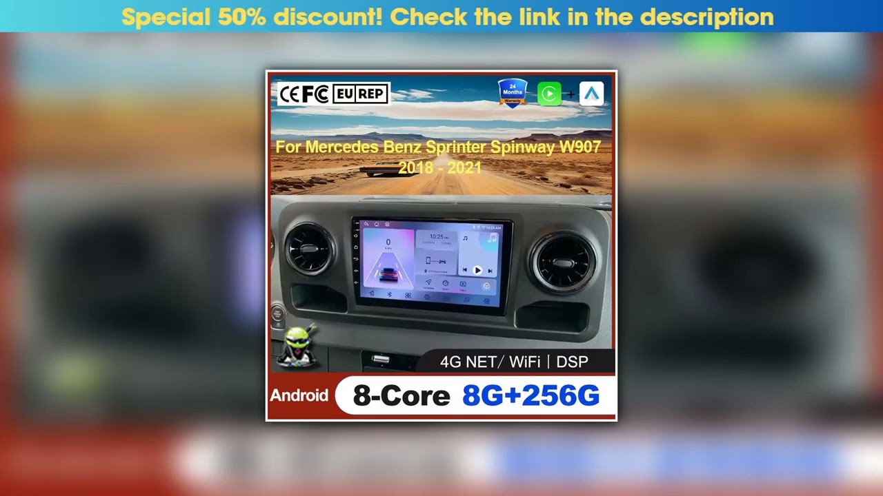 First Look Android 15 Auto Carplay For Mercedes Benz Sprinter Spinway W907 2018 - 2021 Car Radio GP