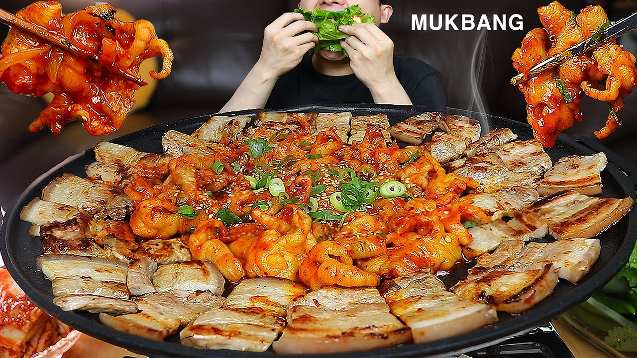 ASMR MUKBANGㅣPORK BELLY & Spicy Chicken FeetㅣEATING SHOW