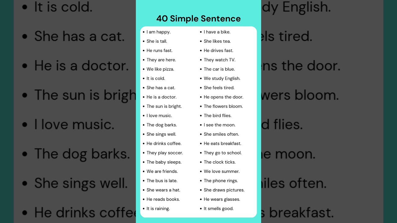 40 Simple Sentences In English Improve Your Grammar Speaking Skills Easily 
