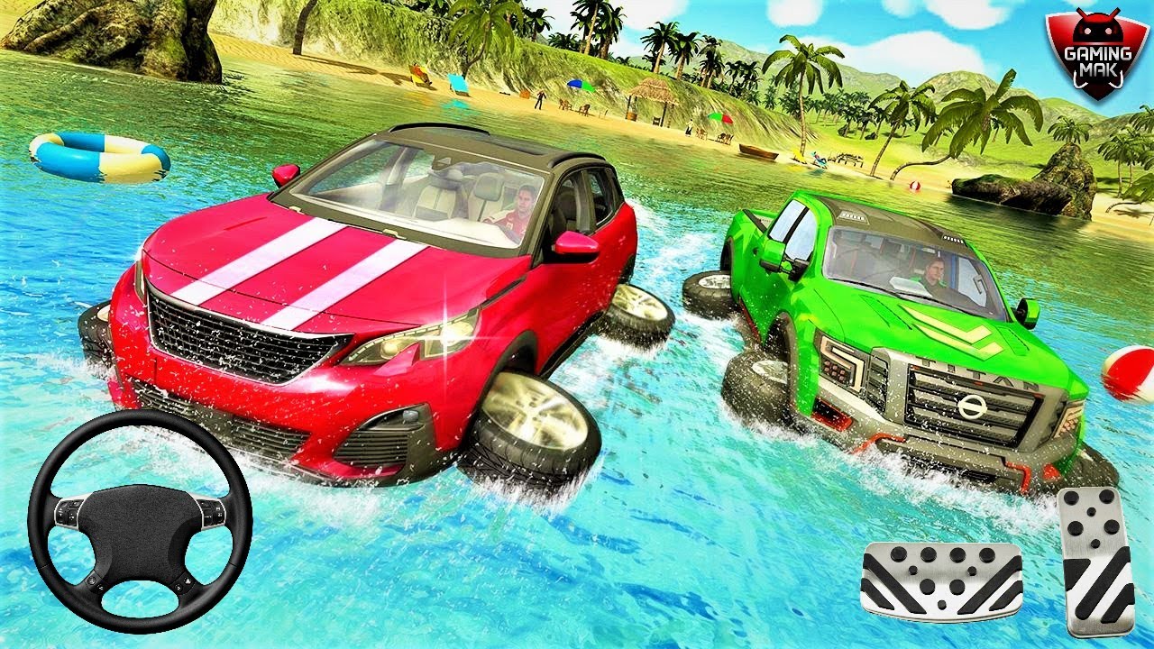 Water Surfer Jeep Cars Race on Miami Beach / Android Gameplay - HD