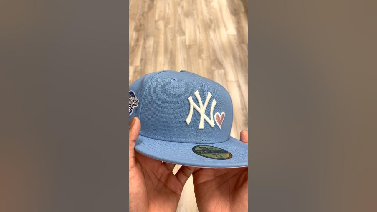 New York Yankees New Era Sky Blue/Pink Bottom With 1999 World Series Patch  On Side 59FIFTY Fitted Hat