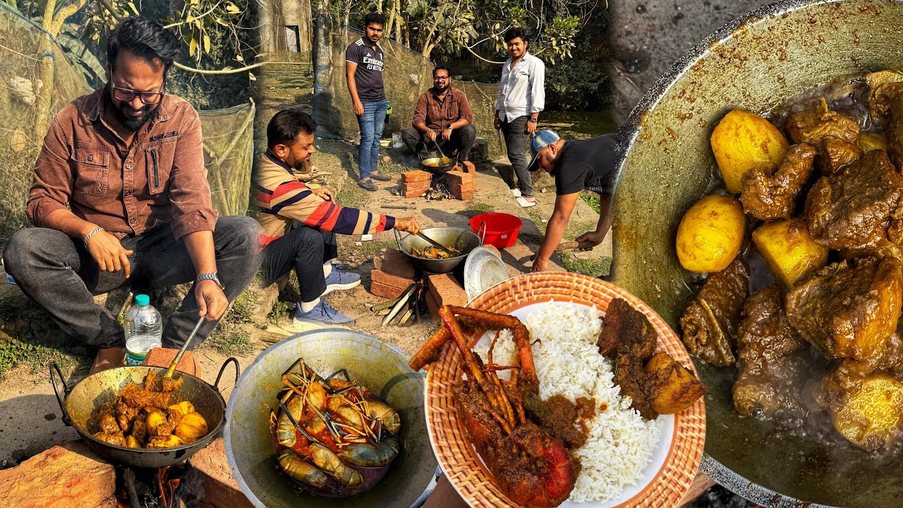 লাকুটিয়ার জমিদার বাড়ীতে গলদা গরুর পিকনিক 🔥 মনস্টার সাইজের গলদা চিংড়ি সাথে গরুর বড় বড় টুকরা 🤩