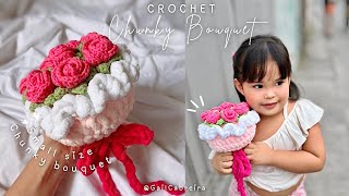 Crochet Chunky Rose/ Flower Bouquet | Small Size ‘cuz it’s for my baby 💖
