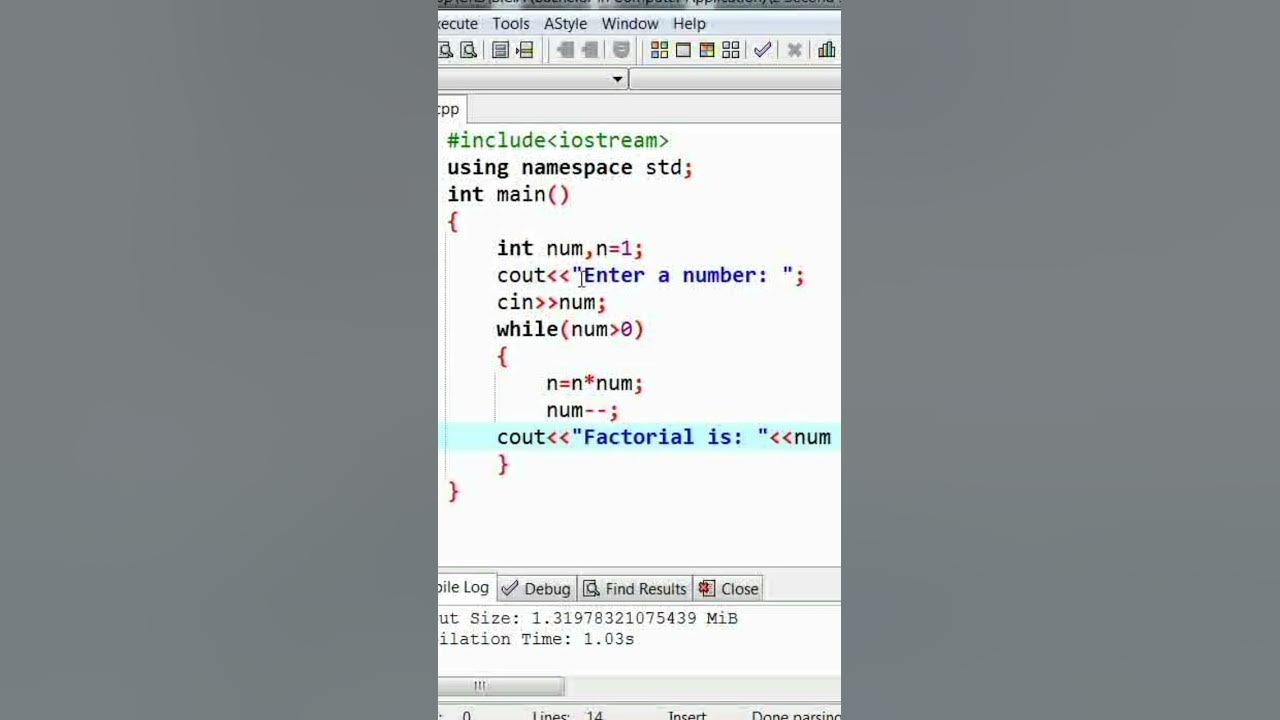 #cpp find factorial of a given number #coding #programming #factorial ...
