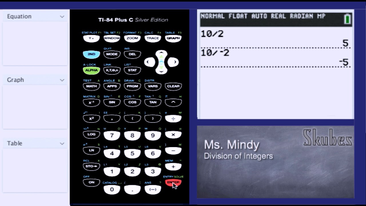 Graphing Calculator Division Of Integers YouTube