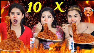 10X Spicy 🔥 Korean Noodles Challenge 🥵 Montii Roy কেঁদে ফেললো 😭